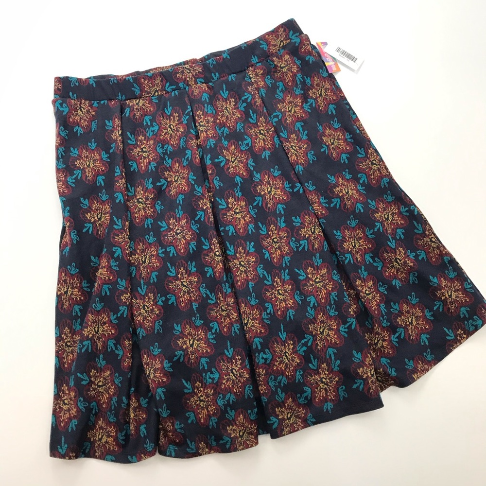LuLaRoe Madison Pleated Skirt Navy Floral Sz 2XL